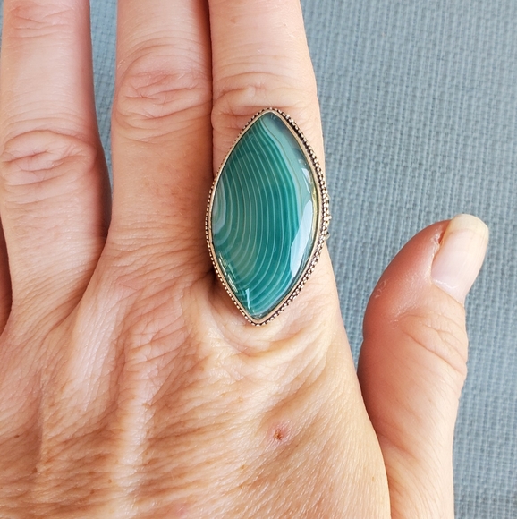 New Huge Botswana Agate 925 Silver Statement Ring. - Picture 4 of 9